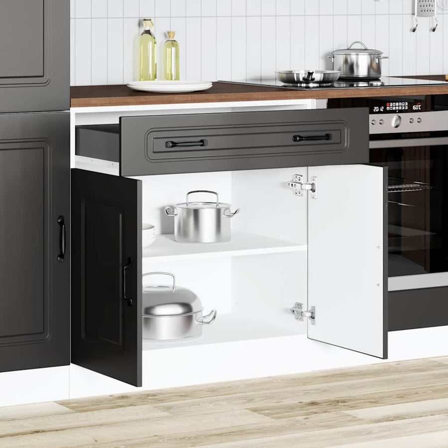 Keuken onderkast Kalmar bewerkt hout zwart