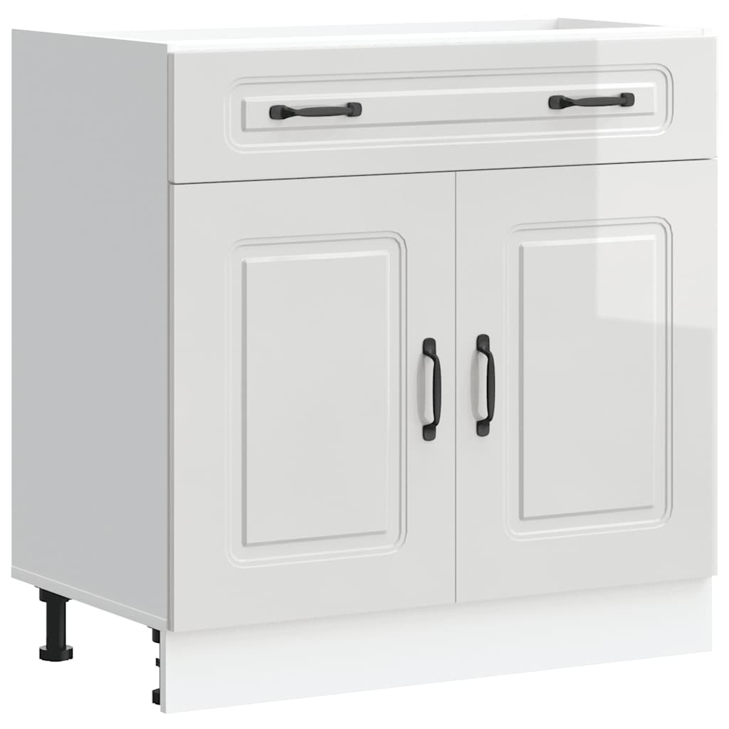 Keuken onderkast Kalmar bewerkt hout hoogglans wit