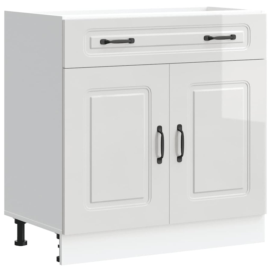 Keuken onderkast Kalmar bewerkt hout hoogglans wit