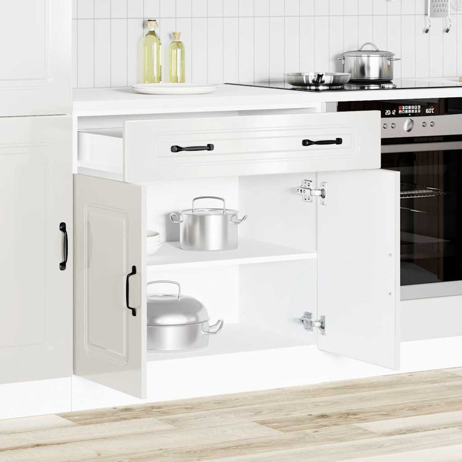 Keuken onderkast Kalmar bewerkt hout hoogglans wit