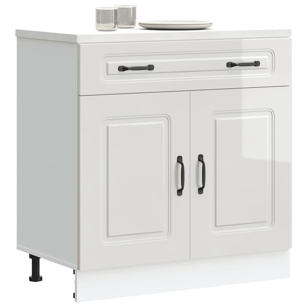 Keuken onderkast Kalmar bewerkt hout hoogglans wit