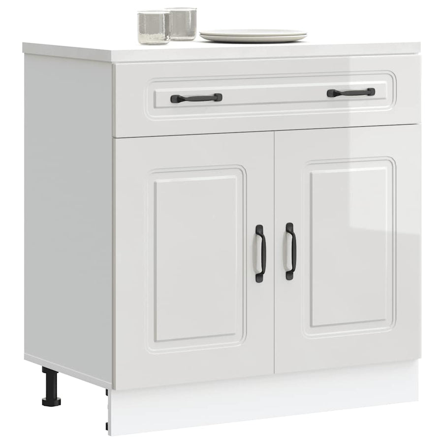 Keuken onderkast Kalmar bewerkt hout hoogglans wit