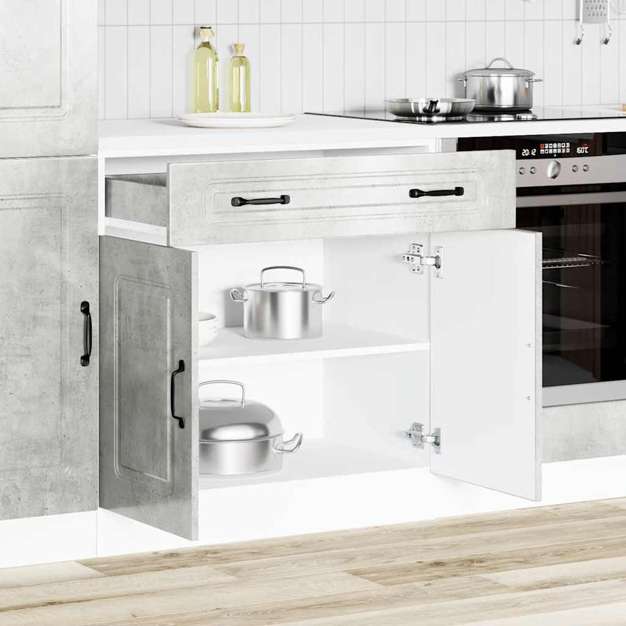 Keuken onderkast Kalmar bewerkt hout betongrijs