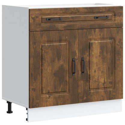 Keuken onderkast Kalmar bewerkt hout gerookt eikenkleurig