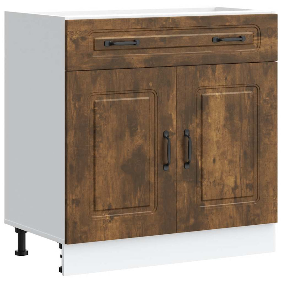 Keuken onderkast Kalmar bewerkt hout gerookt eikenkleurig