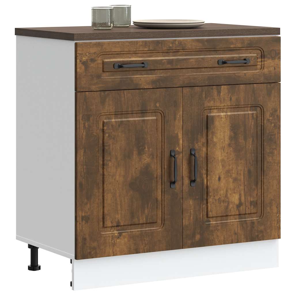 Keuken onderkast Kalmar bewerkt hout gerookt eikenkleurig