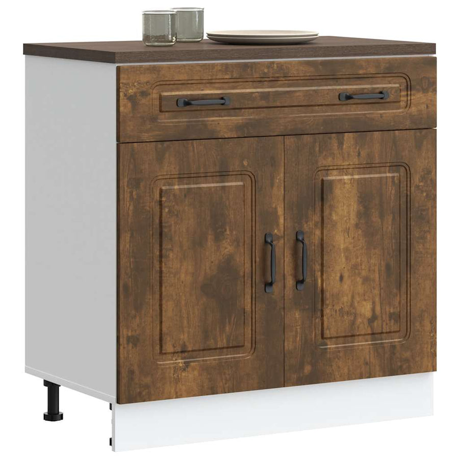 Keuken onderkast Kalmar bewerkt hout gerookt eikenkleurig