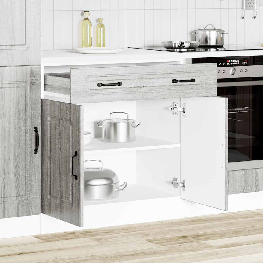 Keuken onderkast Kalmar bewerkt hout grijs sonoma eiken