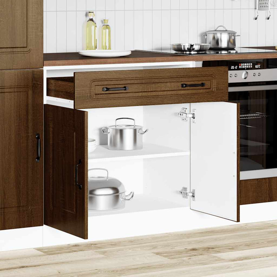 Keuken onderkast Kalmar bewerkt hout bruin eikenkleur