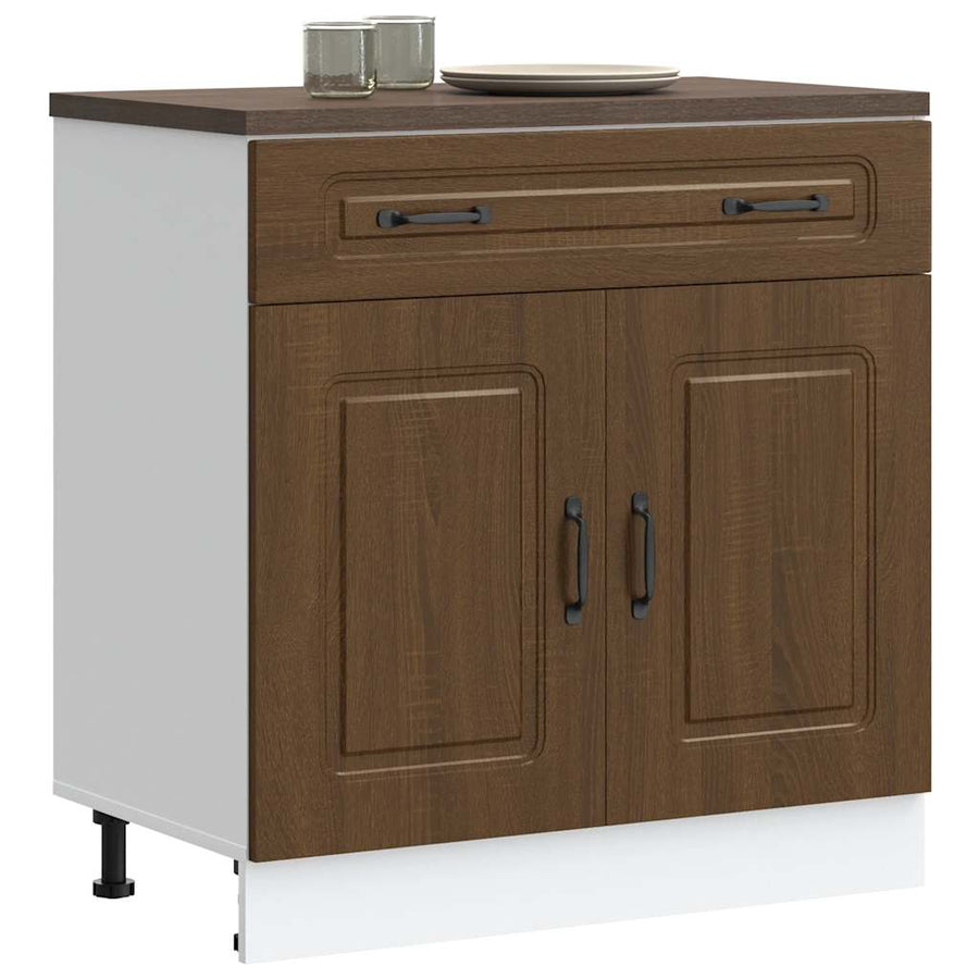 Keuken onderkast Kalmar bewerkt hout bruin eikenkleur