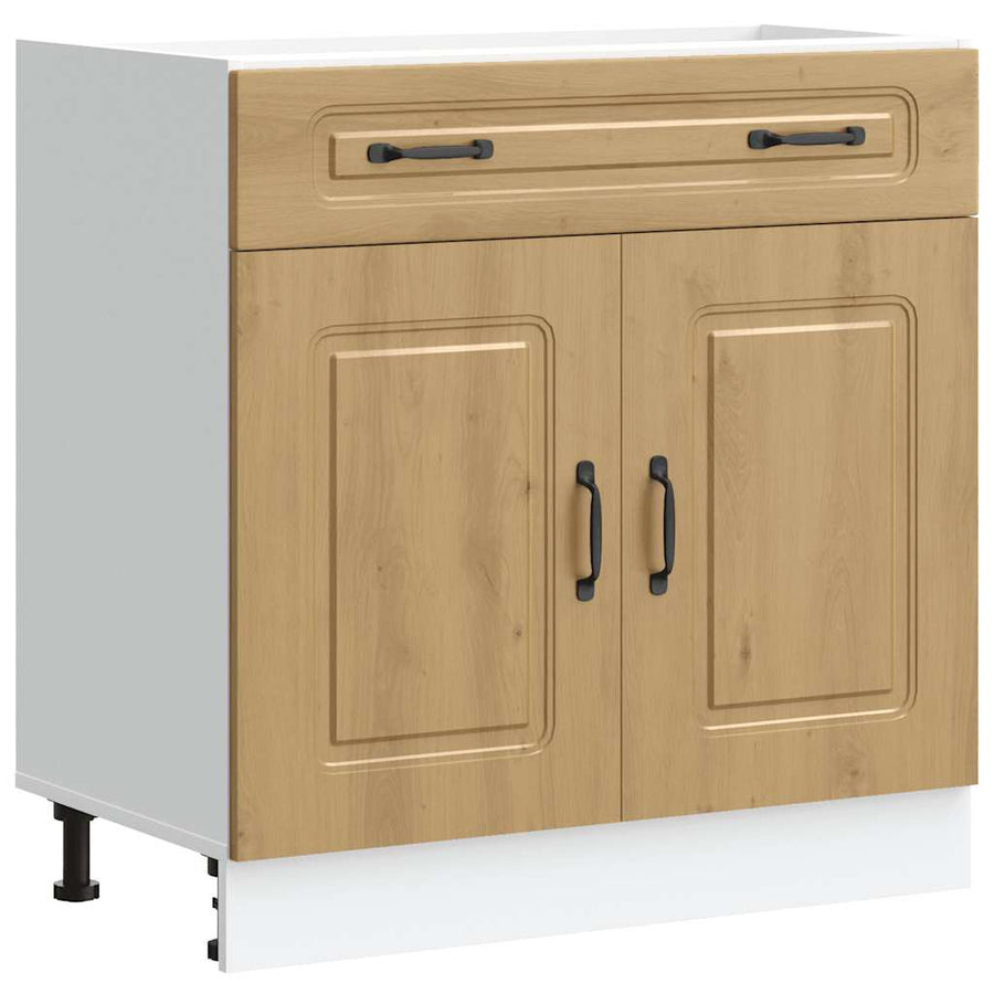 Keuken onderkast Kalmar bewerkt hout artisanaal eikenkleur