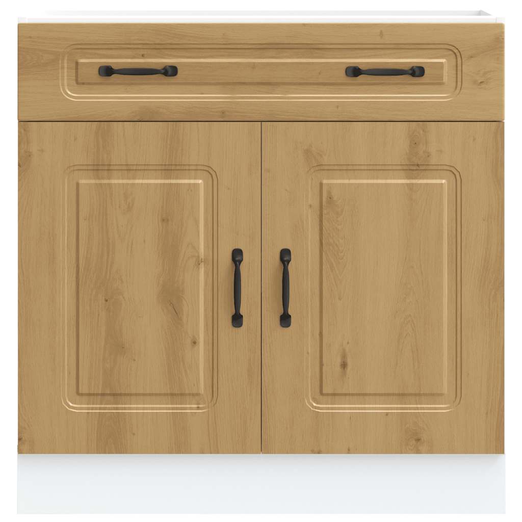 Keuken onderkast Kalmar bewerkt hout artisanaal eikenkleur