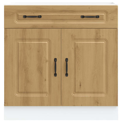 Keuken onderkast Kalmar bewerkt hout artisanaal eikenkleur