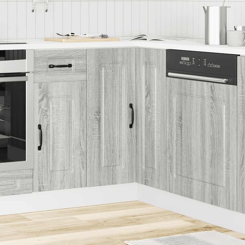 Hoekkeukenonderkast Kalmar bewerkt hout grijs sonoma eiken