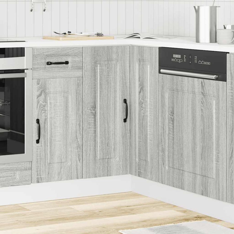 Hoekkeukenonderkast Kalmar bewerkt hout grijs sonoma eiken
