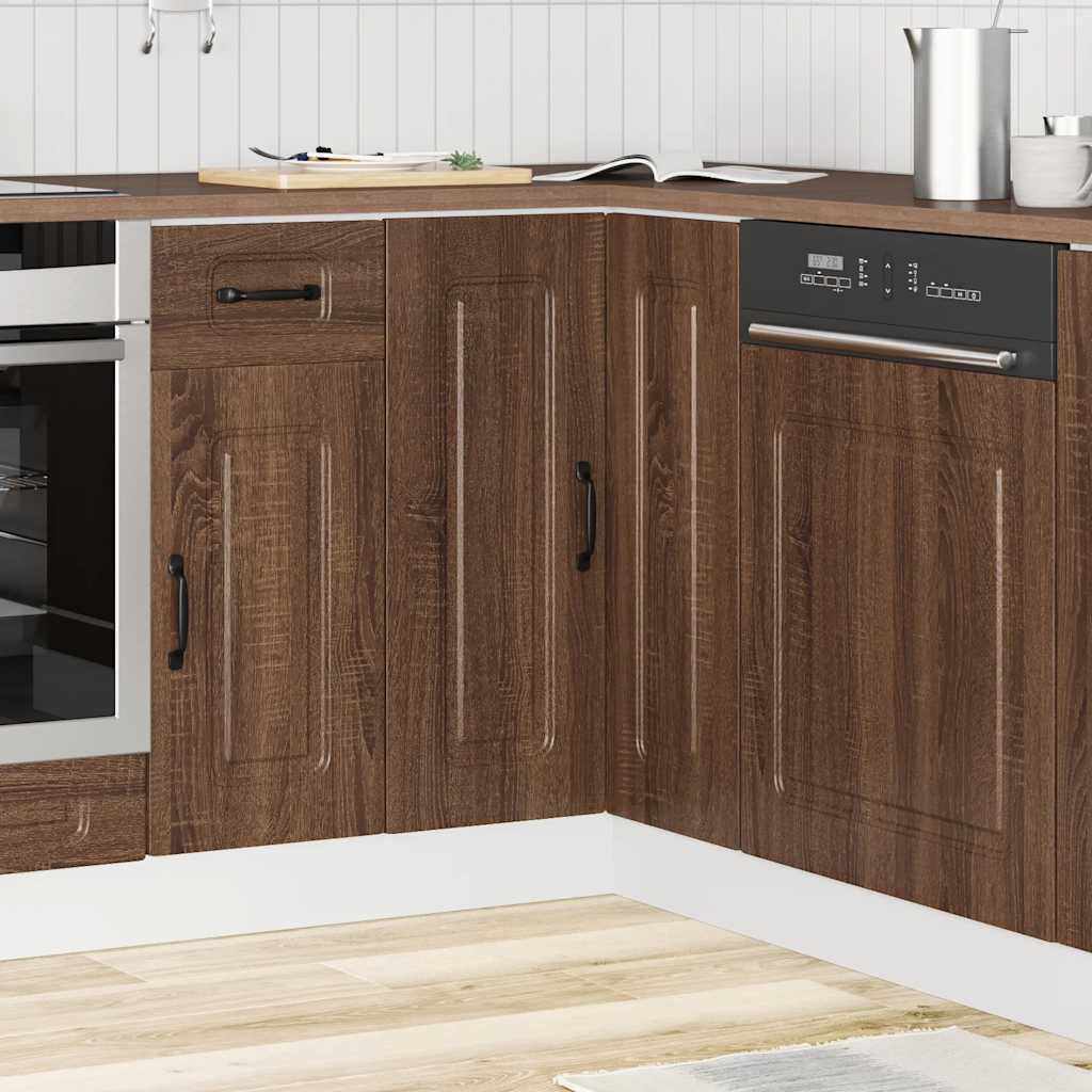Hoekkeukenonderkast Kalmar bewerkt hout bruin eikenkleur