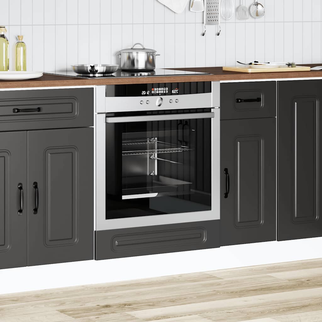 Ovenkast Kalmar bewerkt hout zwart