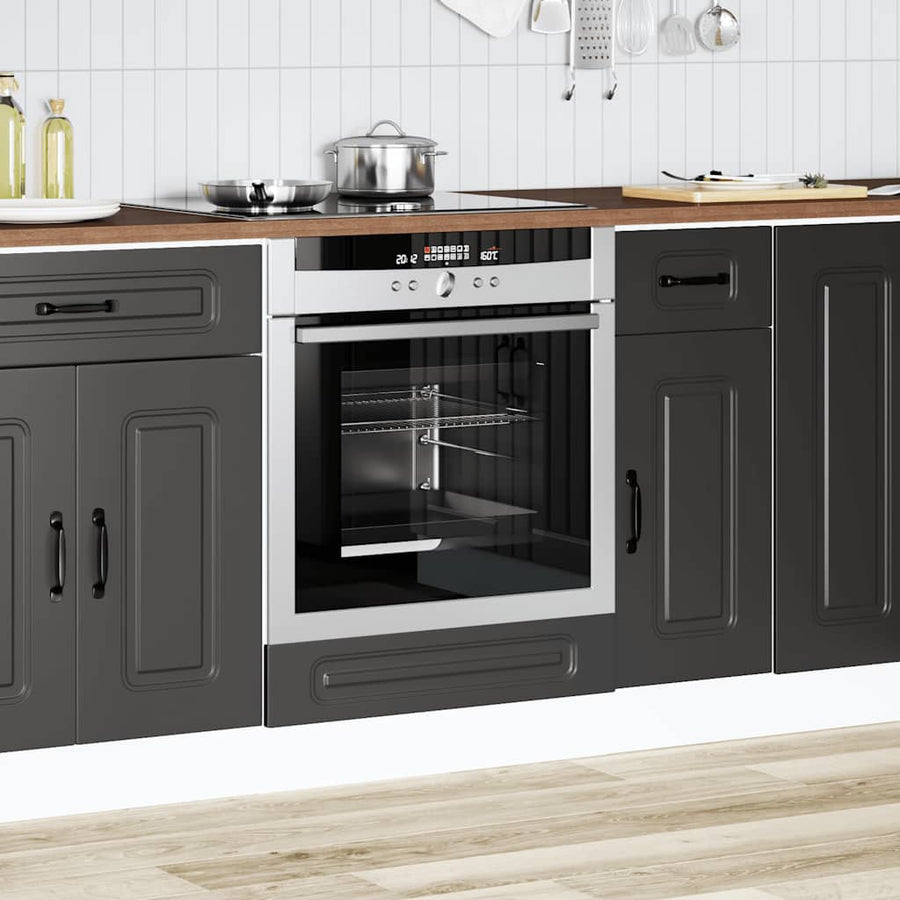 Ovenkast Kalmar bewerkt hout zwart
