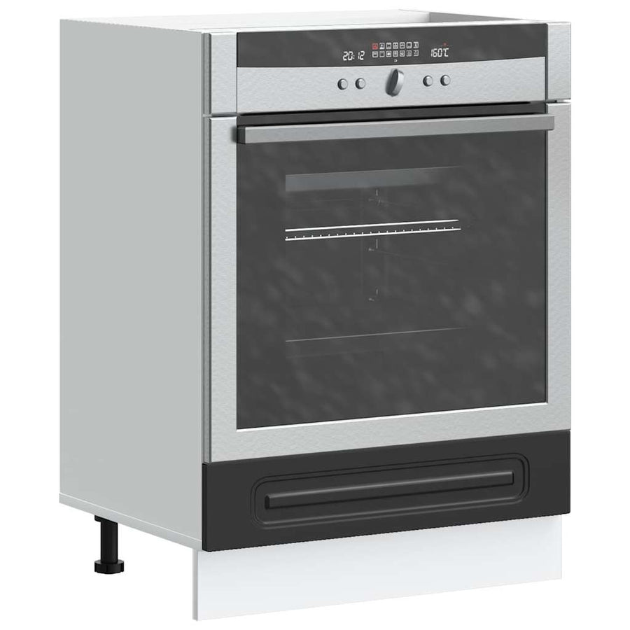 Ovenkast Kalmar bewerkt hout zwart