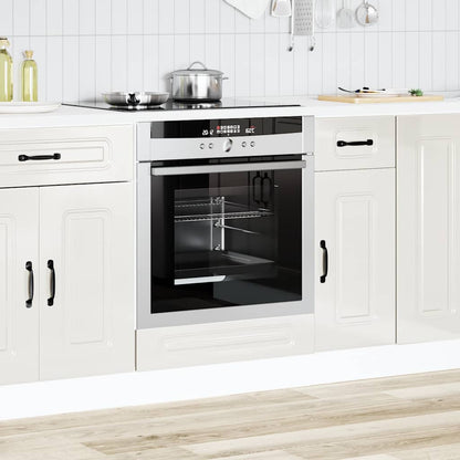 Ovenkast Kalmar bewerkt hout hoogglans wit