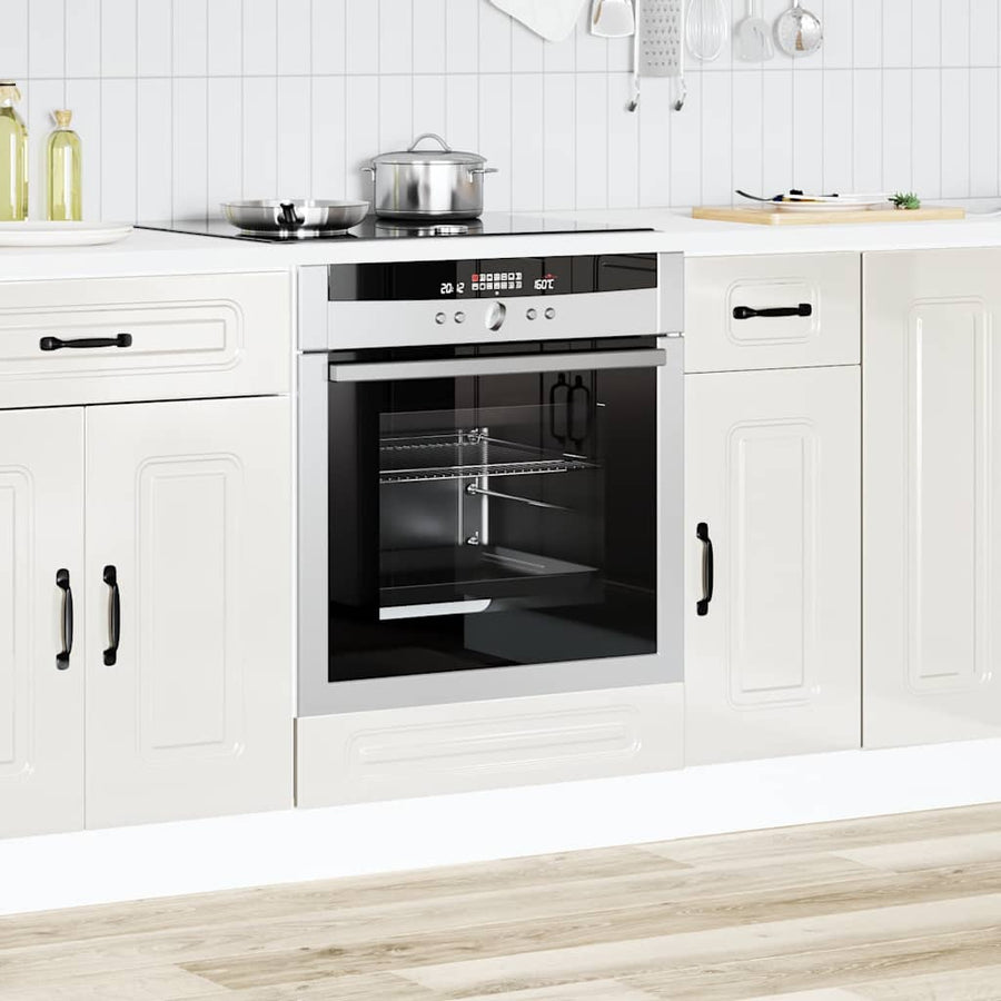 Ovenkast Kalmar bewerkt hout hoogglans wit