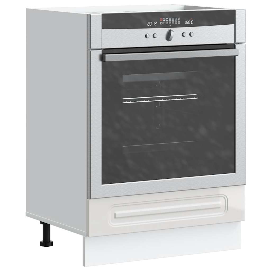 Ovenkast Kalmar bewerkt hout hoogglans wit
