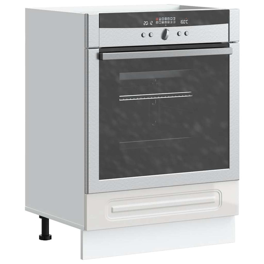 Ovenkast Kalmar bewerkt hout hoogglans wit