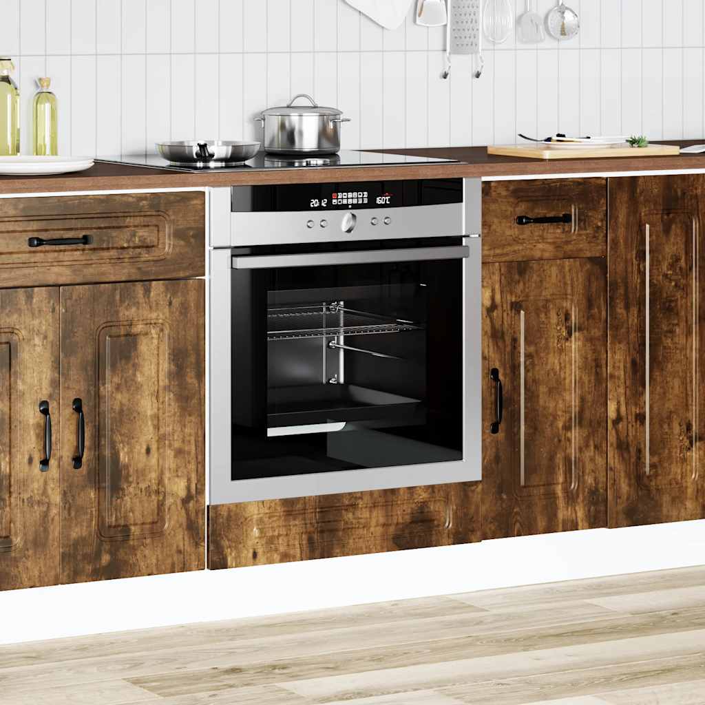 Ovenkast Kalmar bewerkt hout gerookt eikenkleurig
