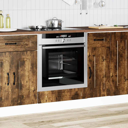 Ovenkast Kalmar bewerkt hout gerookt eikenkleurig