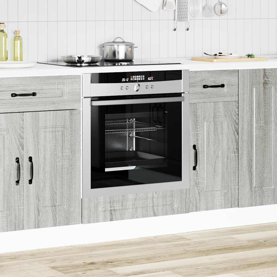 Ovenkast Kalmar bewerkt hout grijs sonoma eiken