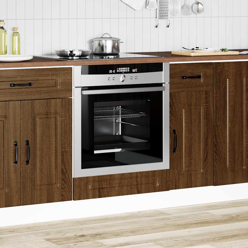 Ovenkast Kalmar bewerkt hout bruin eikenkleur