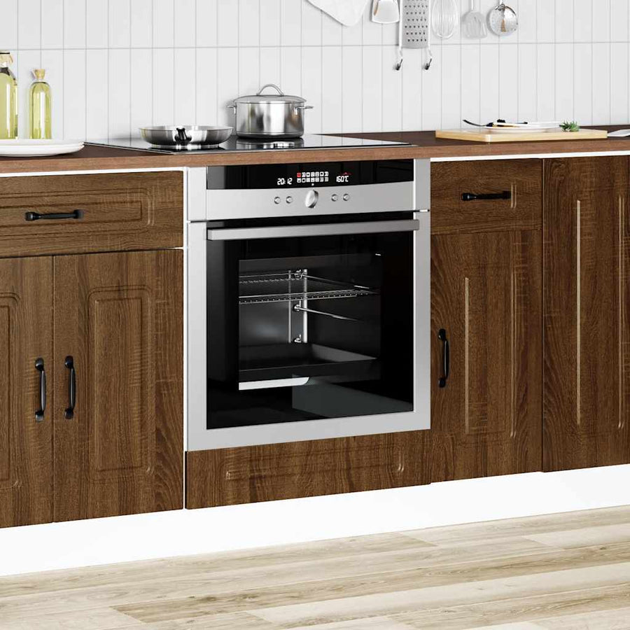 Ovenkast Kalmar bewerkt hout bruin eikenkleur