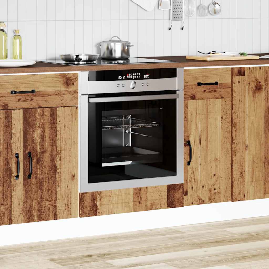 Ovenkast Kalmar bewerkt hout oud houtkleurig