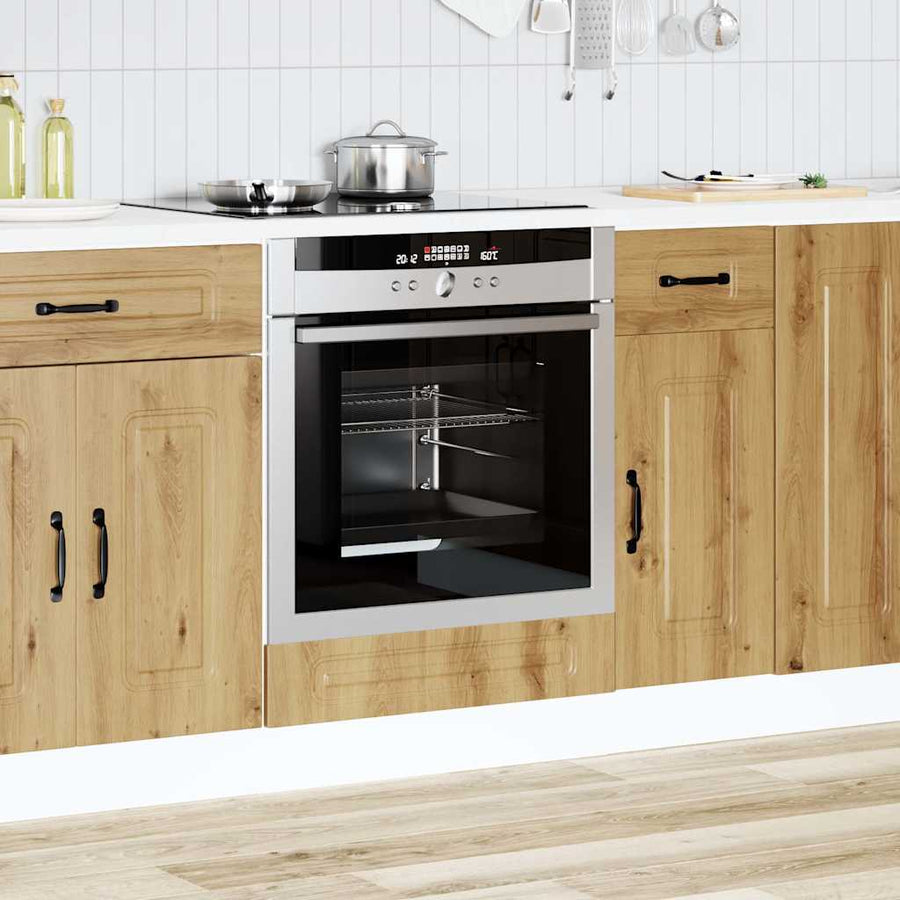 Ovenkast Kalmar bewerkt hout artisanaal eikenkleur