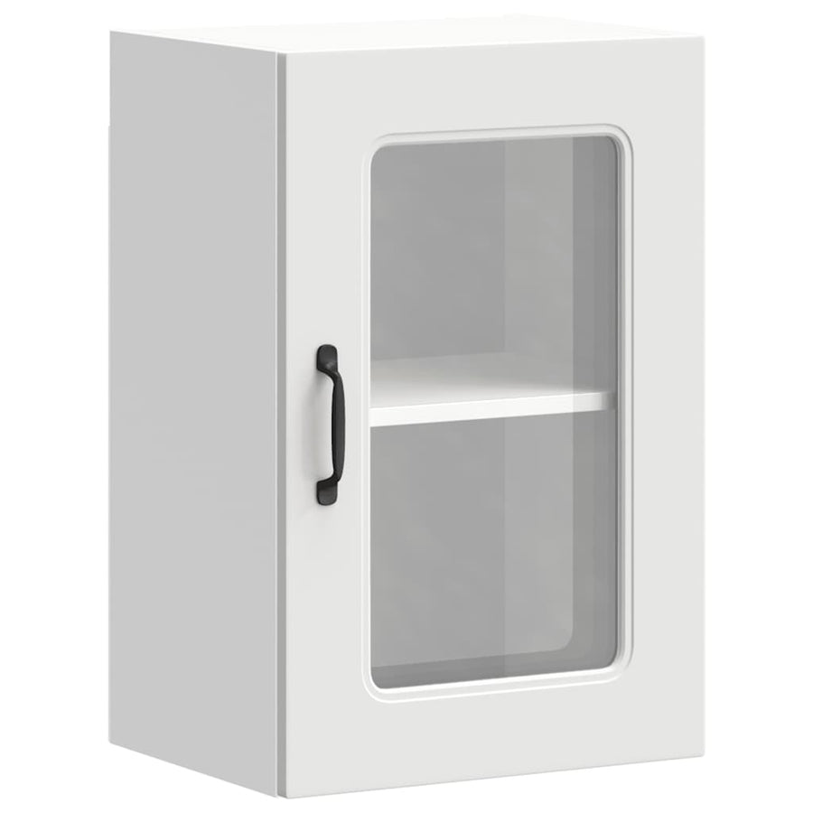 Keukenwandkast met glazen deur Kalmar bewerkt hout wit