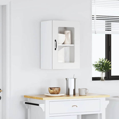 Keukenwandkast met glazen deur Kalmar bewerkt hout wit