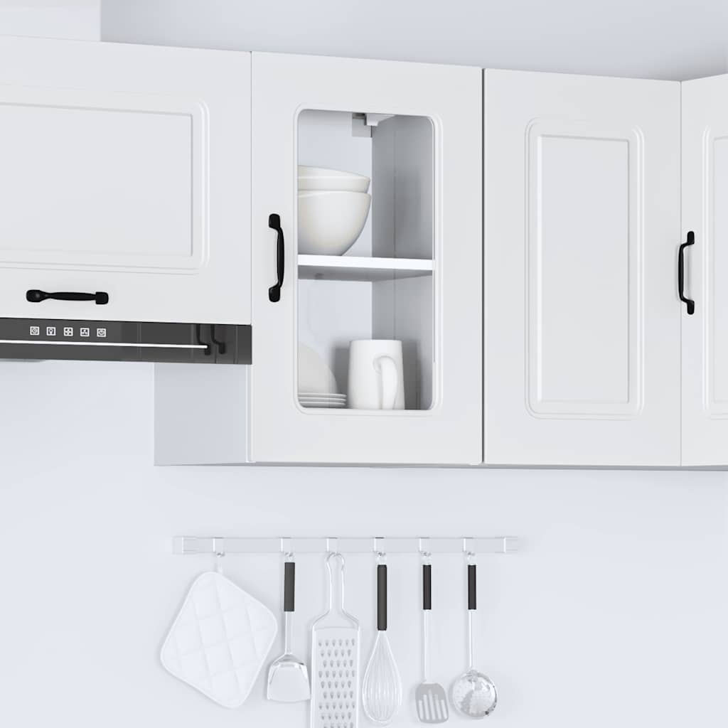 Keukenwandkast met glazen deur Kalmar bewerkt hout wit
