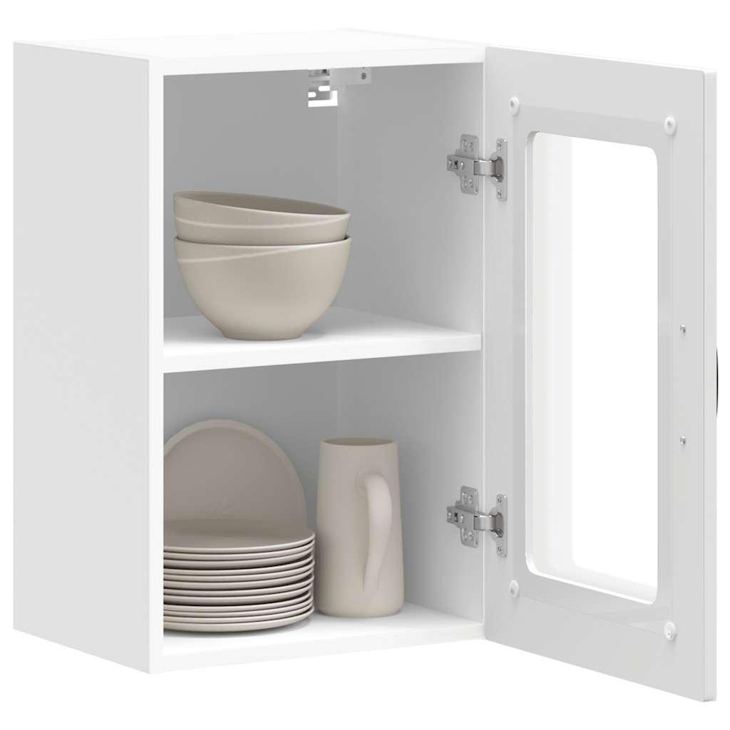 Keukenwandkast met glazen deur Kalmar bewerkt hout wit