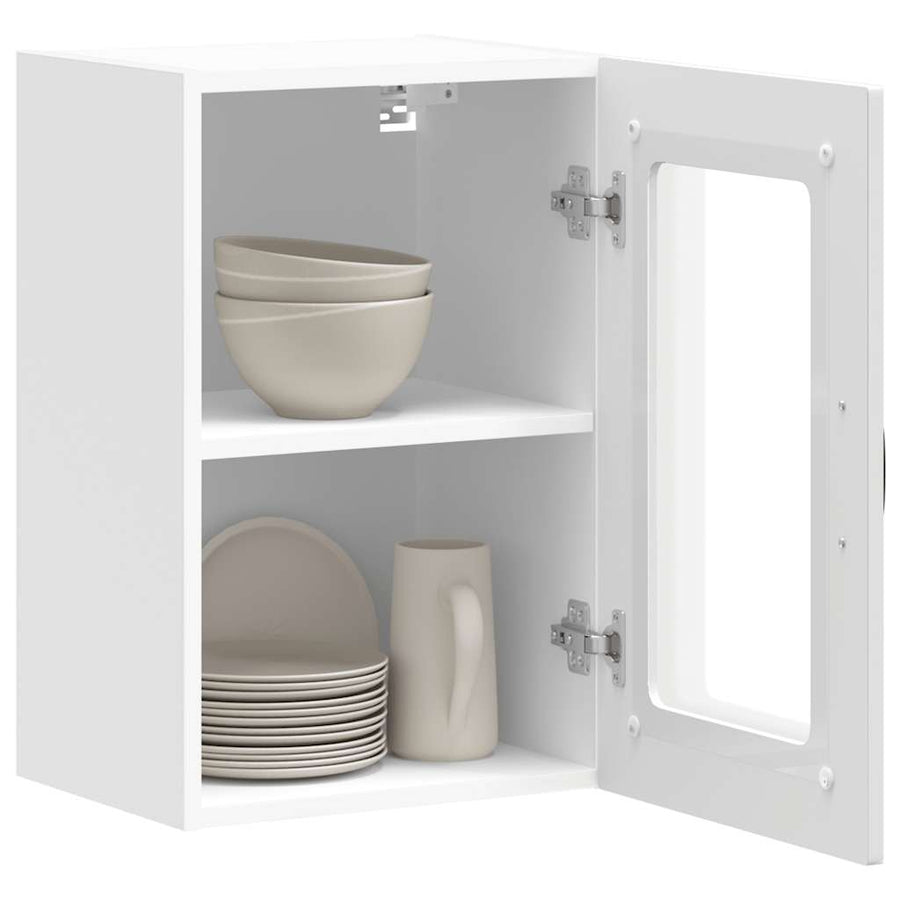 Keukenwandkast met glazen deur Kalmar bewerkt hout wit