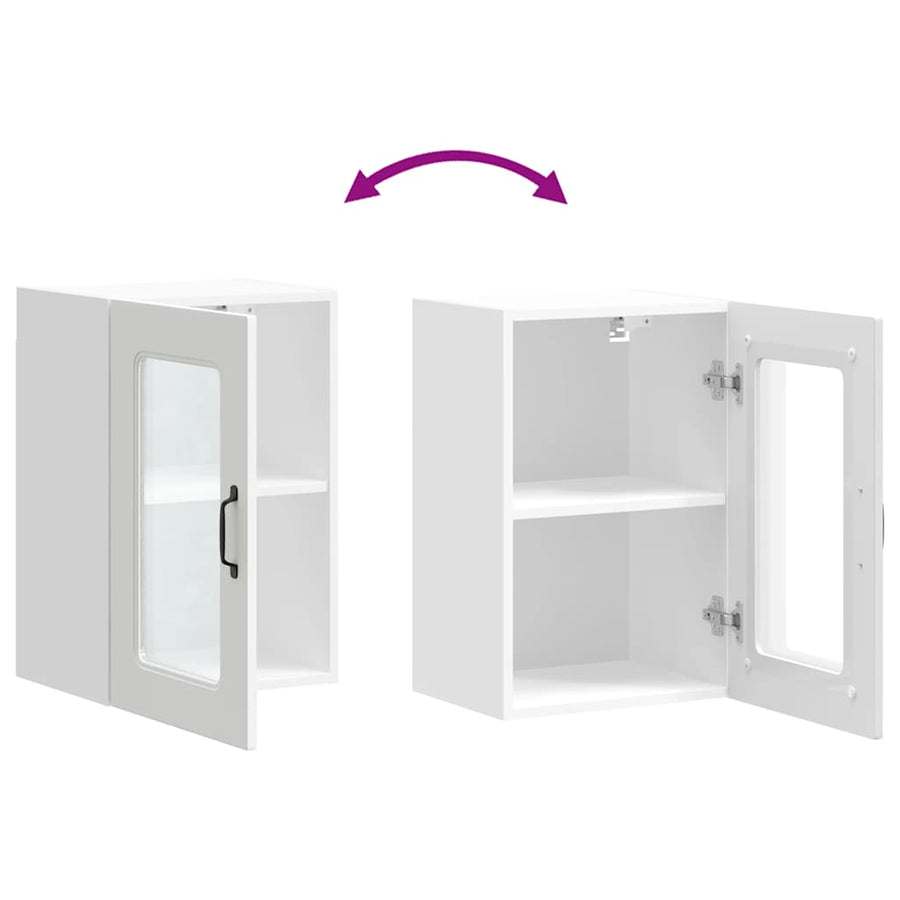 Keukenwandkast met glazen deur Kalmar bewerkt hout wit