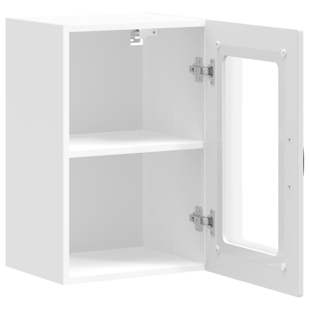 Keukenwandkast met glazen deur Kalmar bewerkt hout wit