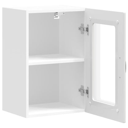 Keukenwandkast met glazen deur Kalmar bewerkt hout wit