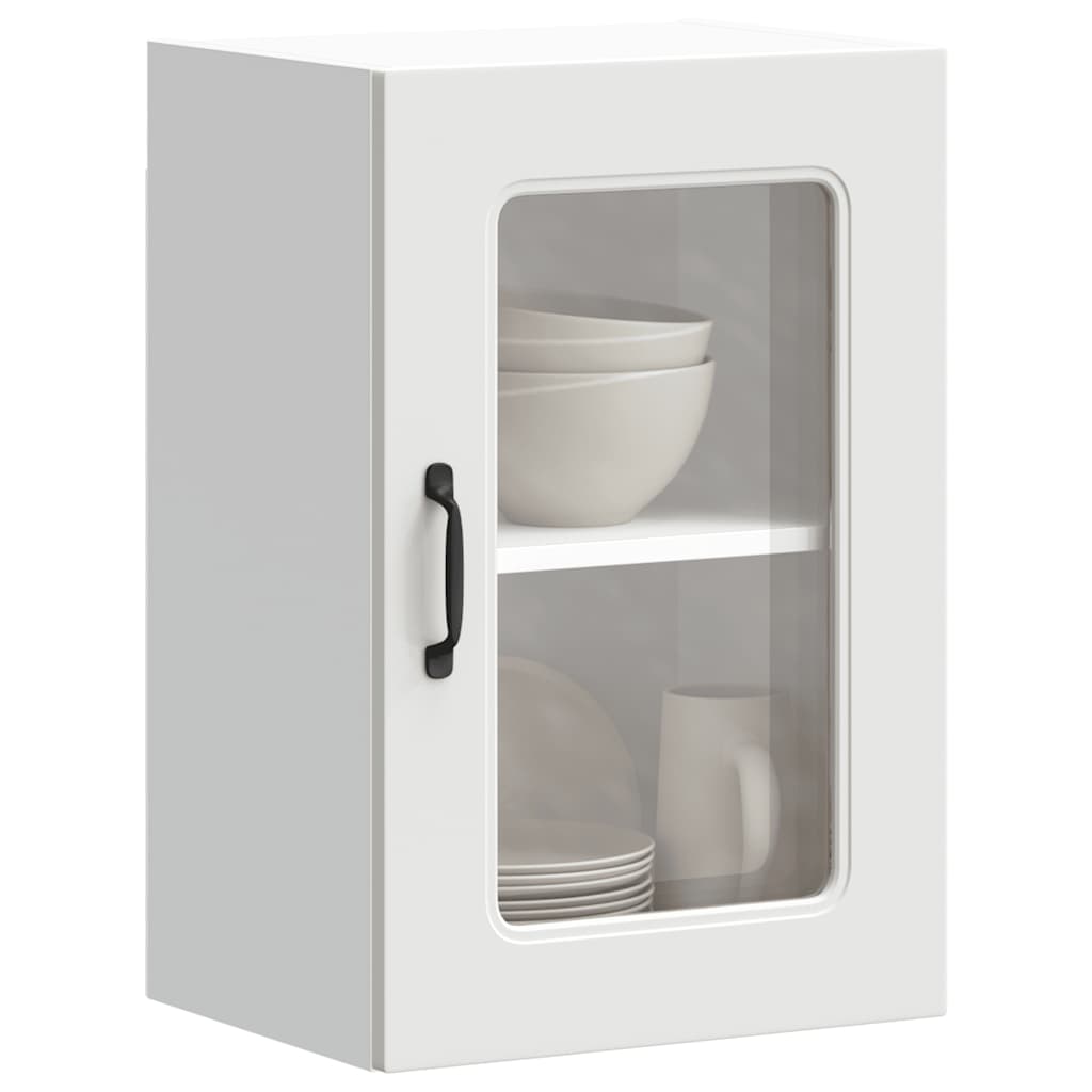 Keukenwandkast met glazen deur Kalmar bewerkt hout wit