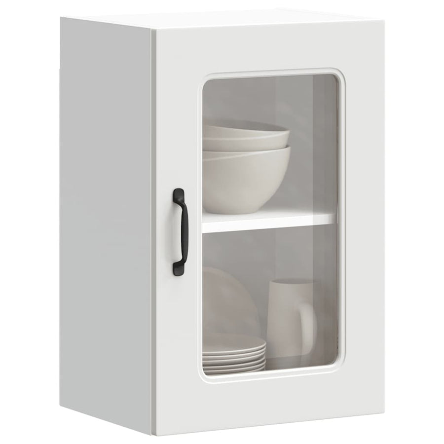 Keukenwandkast met glazen deur Kalmar bewerkt hout wit