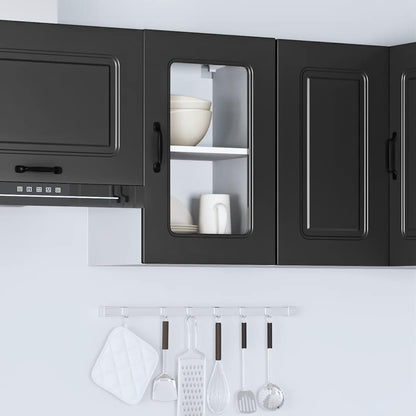 Keukenwandkast met glazen deur Kalmar bewerkt hout zwart