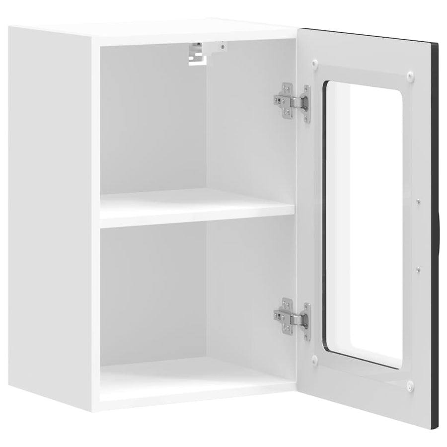 Keukenwandkast met glazen deur Kalmar bewerkt hout zwart