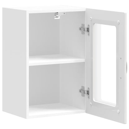 Keukenwandkast met glazen deur Kalmar bewerkt hout hoogglanswit