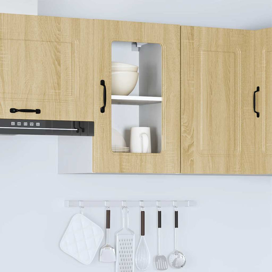 Keukenwandkast met glazen deur bewerkt hout sonoma eikenkleur