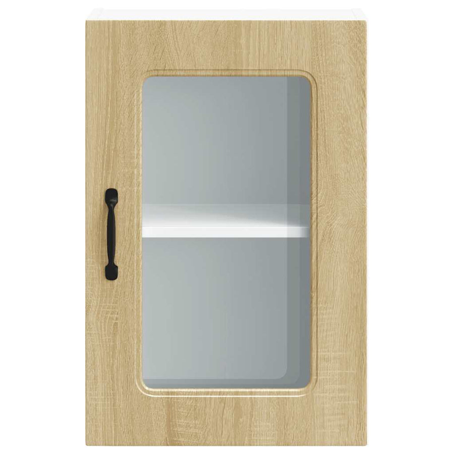 Keukenwandkast met glazen deur bewerkt hout sonoma eikenkleur