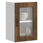 Keukenwandkast met glazen deur 40x31x60 cm bewerkt hout gerookt eiken